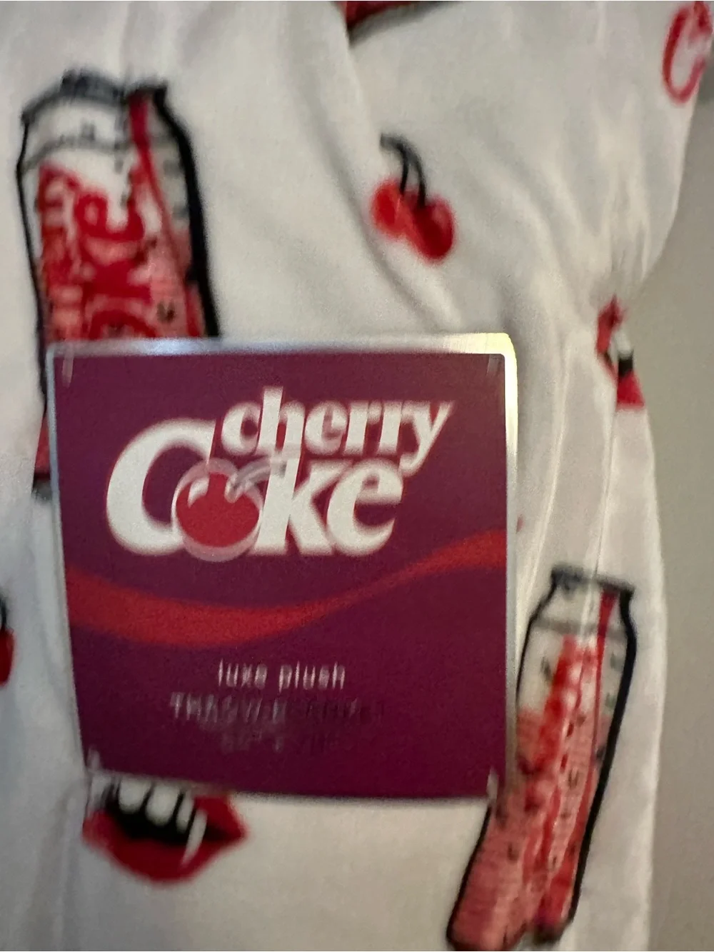 Coca Cola Cherry Plush Throw Blanket Halloween fangs